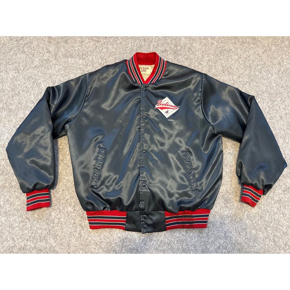 Vintage 1991 Cleveland Indians MLB Locker Line Button Up Jacket Size Large